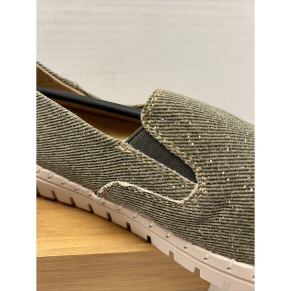 Glolily Elle Canvas Light Olive Sparkle Slip On Sneaker Women Size 9 M New - Picture 4 of 8